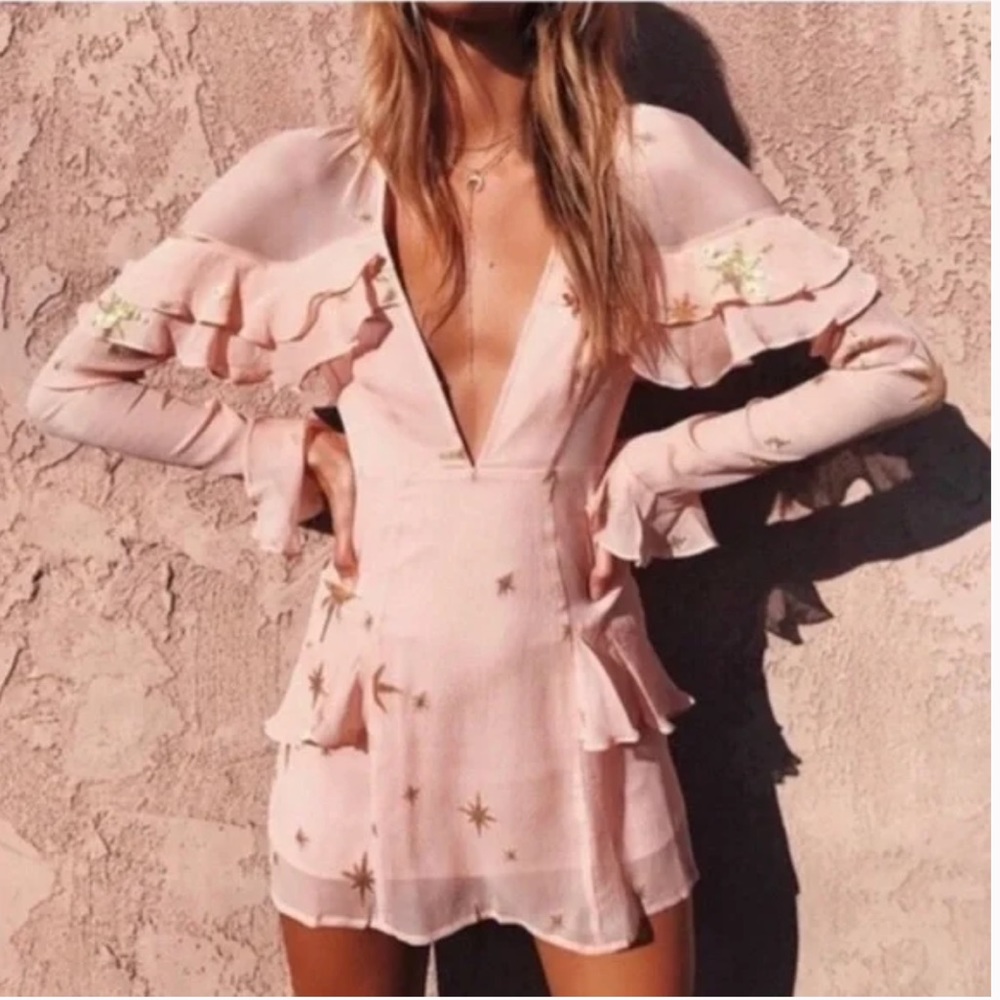 For Love And Lemons Gilded Star Mini Dress Small